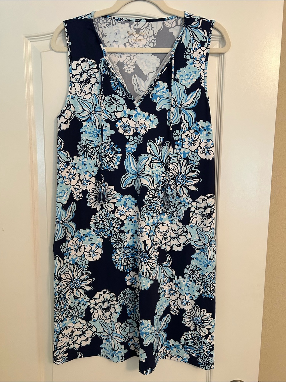 Lilly Pulitzer Johana Floral Swim Cover-Up Dress Low Tide Navy Bouquet All Day